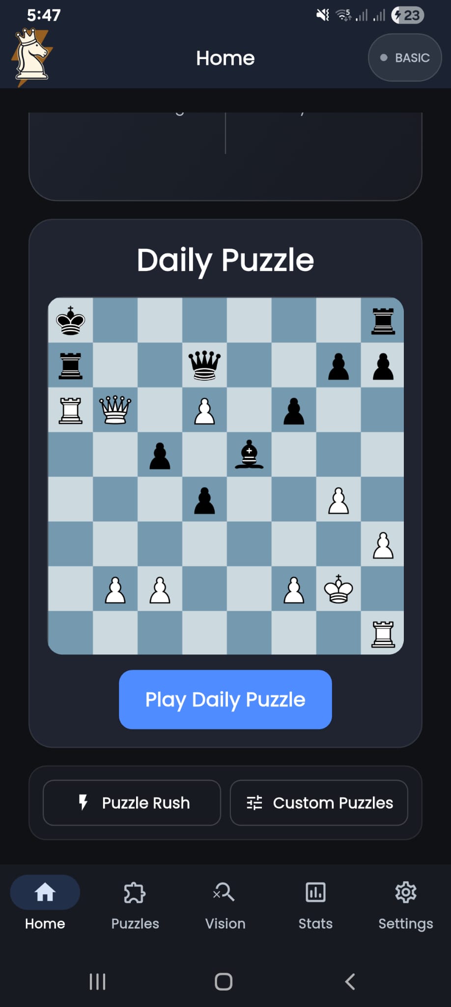 Daily puzzle screen in TacticMax