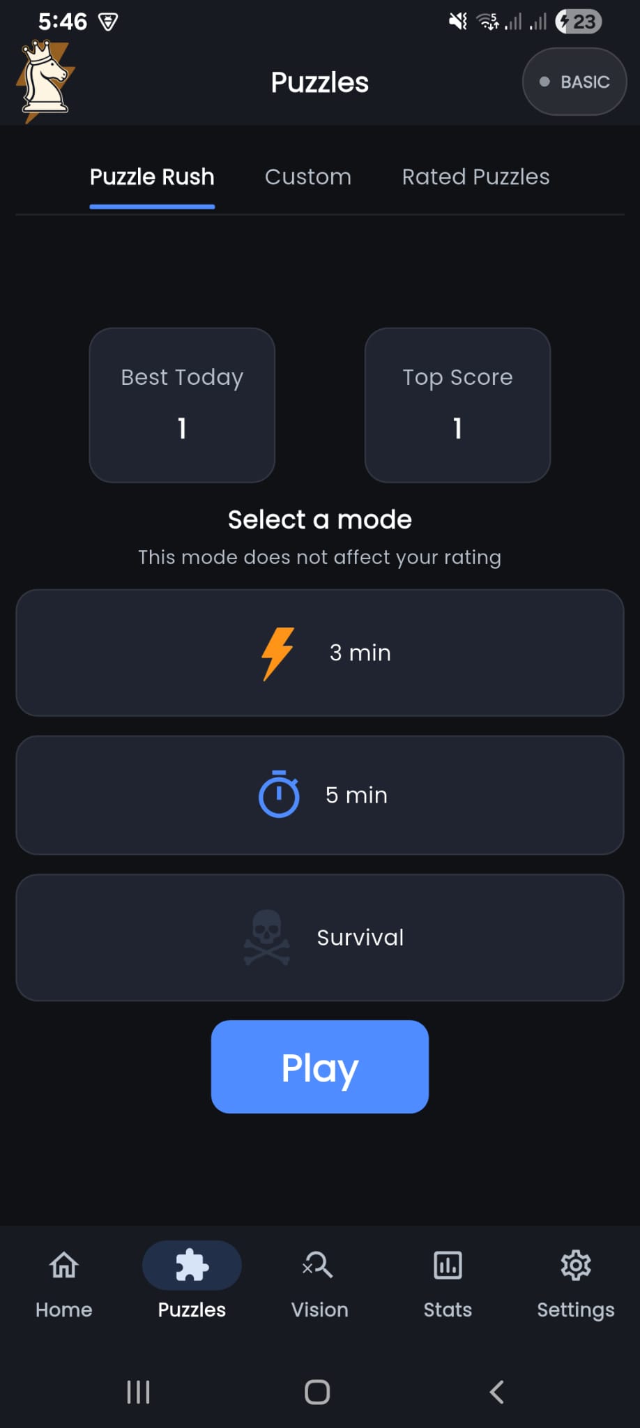 Puzzle Rush mode in TacticMax